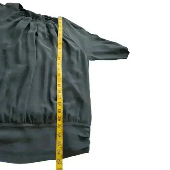 Club Monaco Blouse Shirred Silk Top Grey Statement Sleeves Women's Extra Small - Picture 12 of 12